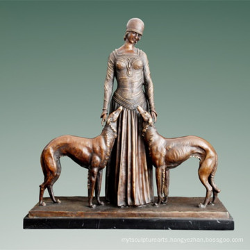 Female Figure Bronze Sculpture Friends Indoor Home Decor Carving Brass Statue TPE-529